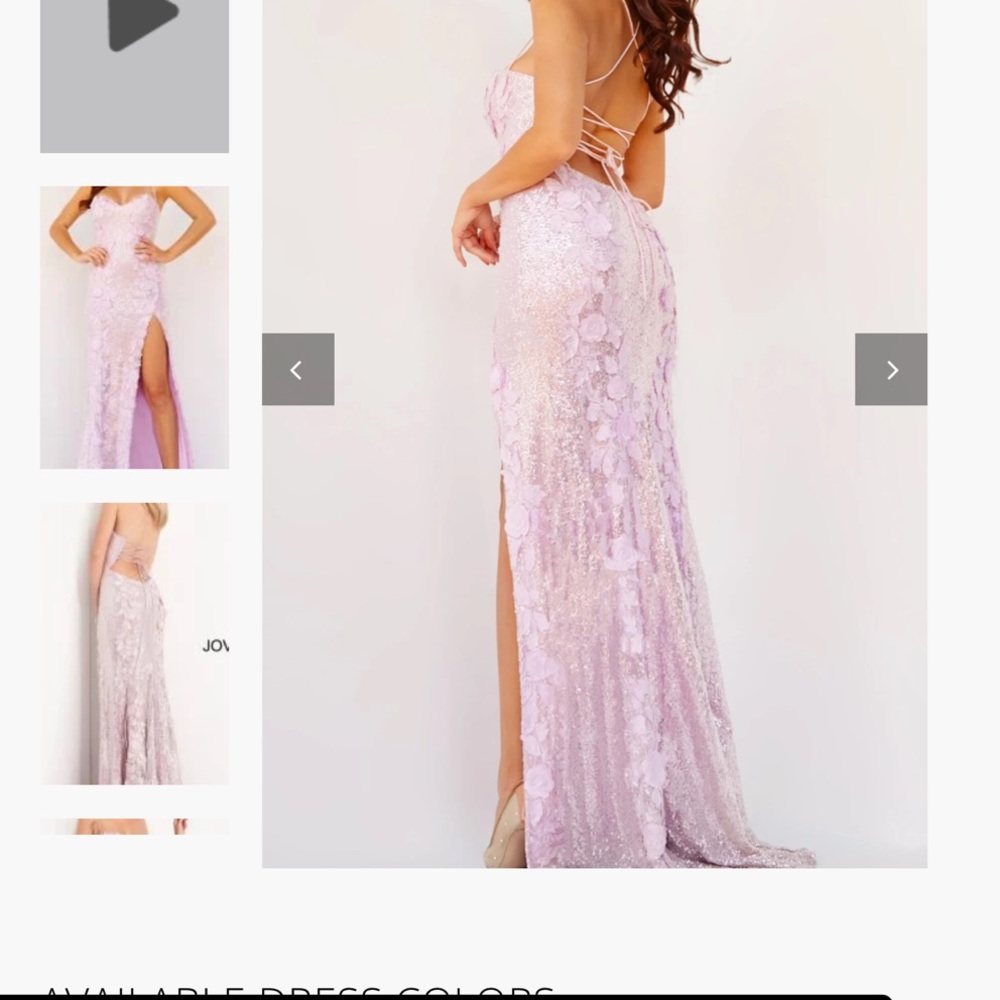 Purple Sequin Strapless Gown with Slit for Prom - Picture 2 of 2